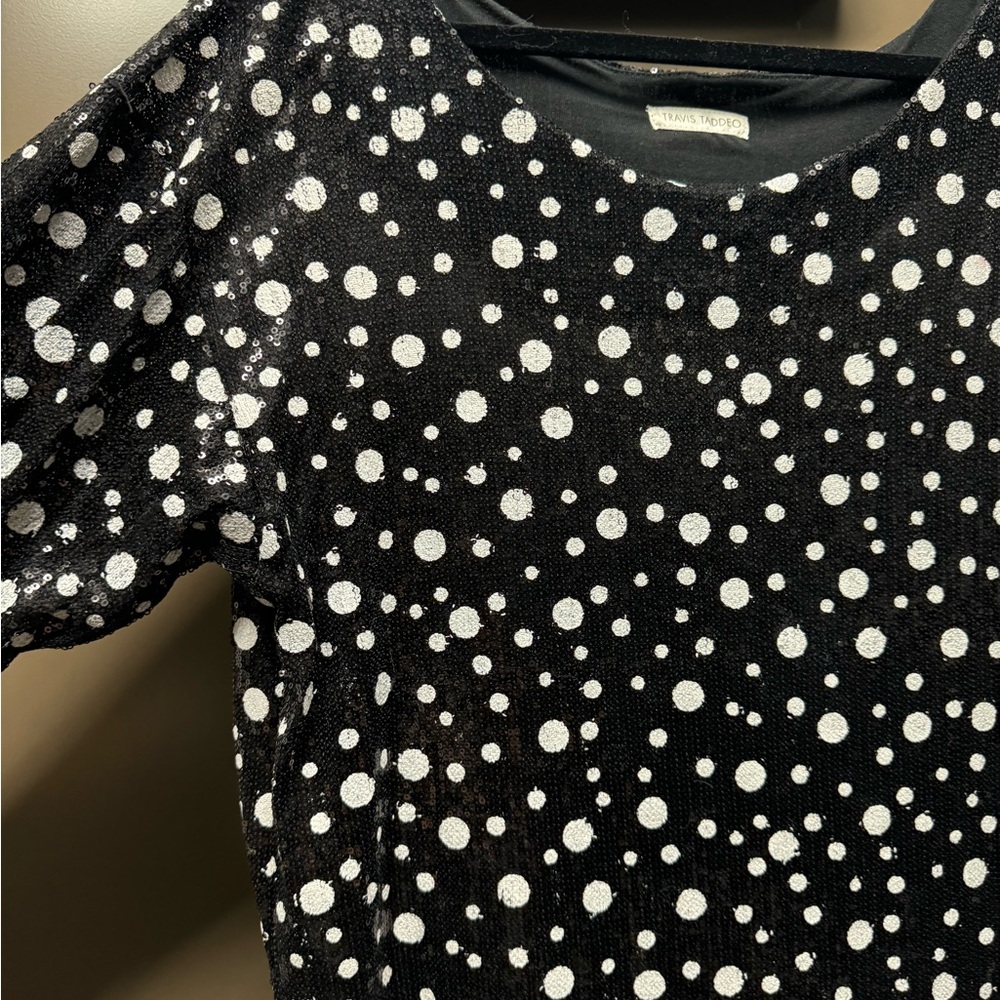 Black & white polka dot sequins dress